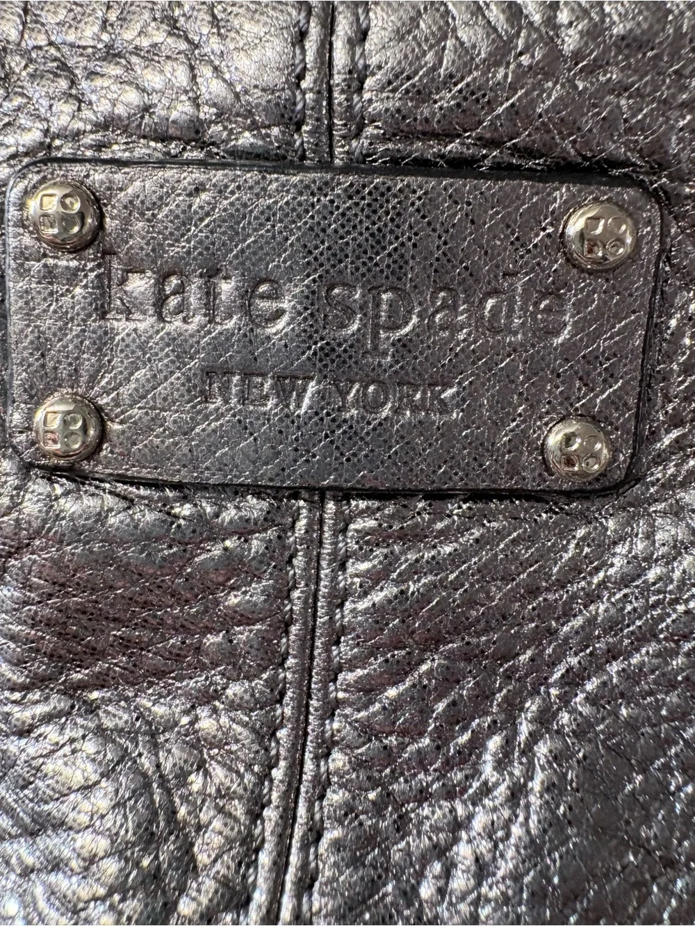 Kate Spade Janaya shiny silver hobo bag
